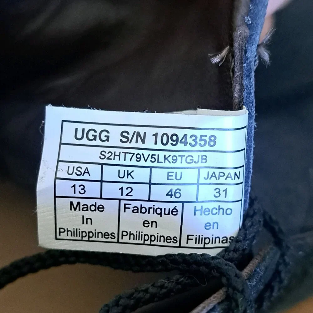 Ugg Freamon Chukka Light Boots Grey Suede Men's 13 EU 46 Waterproof Shoes Black